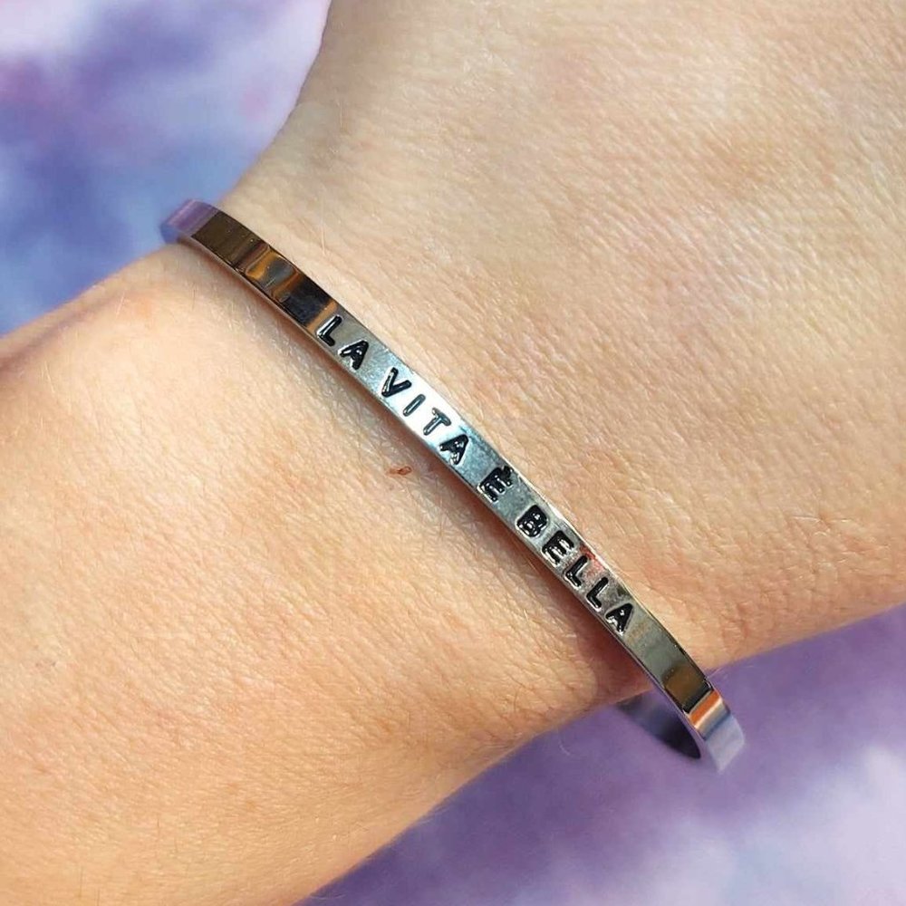 La Vita È Bella Stainless Steel MantraBand Bracelet: NWOT